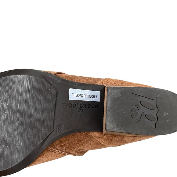 Paul Green Waterproof Suede Tassel Back Boots Brown US 8 UK 5.5 Block Heel - Picture 14 of 14